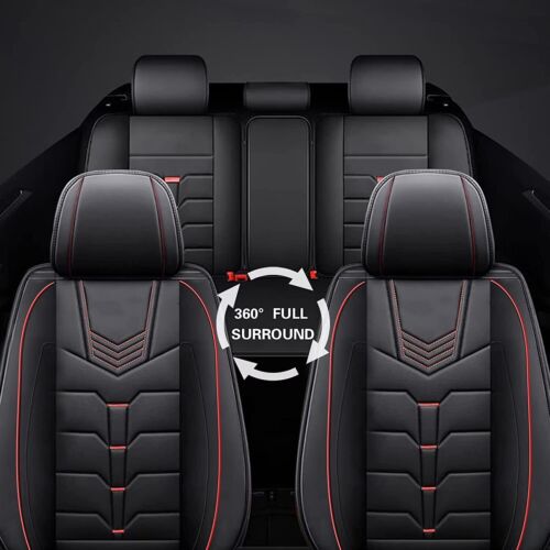 Fundas de asiento de coche 5 asientos cojín de cuero apto para Hyundai Kona 2018-2024 líneas rojas - Imagen 6 de 8