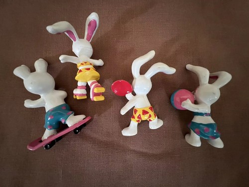 Lot of 4 Vintage 1989 Beach Bunnies Hardees Figurine Toy Applause Complete Set - Picture 2 of 12