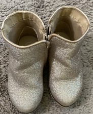 Cat And Jack Girl  s Gold Glitter Sparkle Ankle Booties Size 5