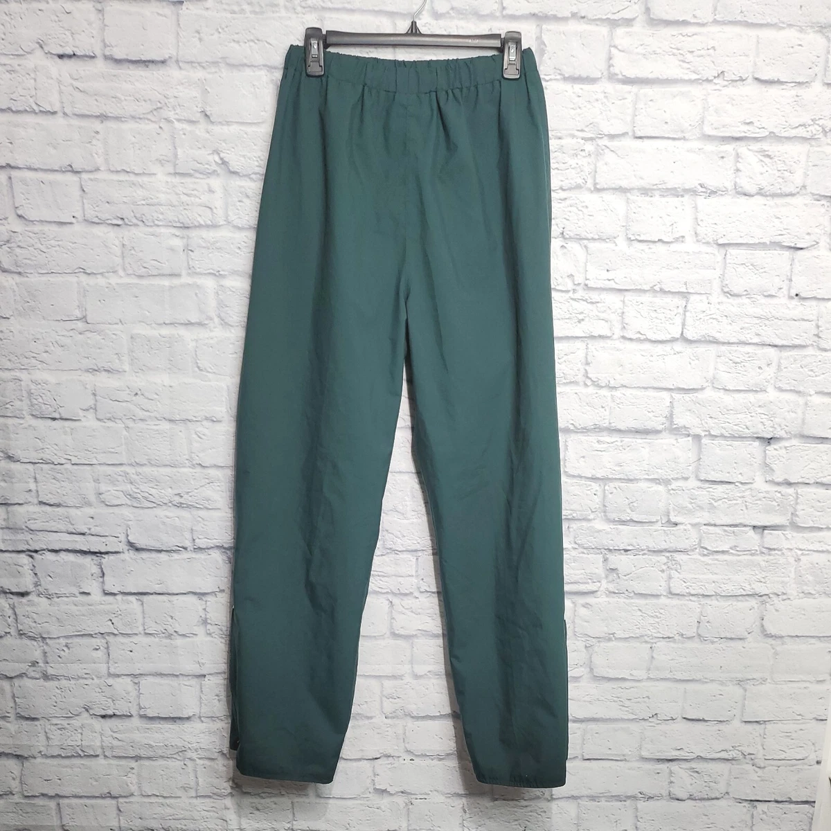 Cabelas Womens Goretex Pants Medium Green Windbreaker Elastic Rain Zip Hems