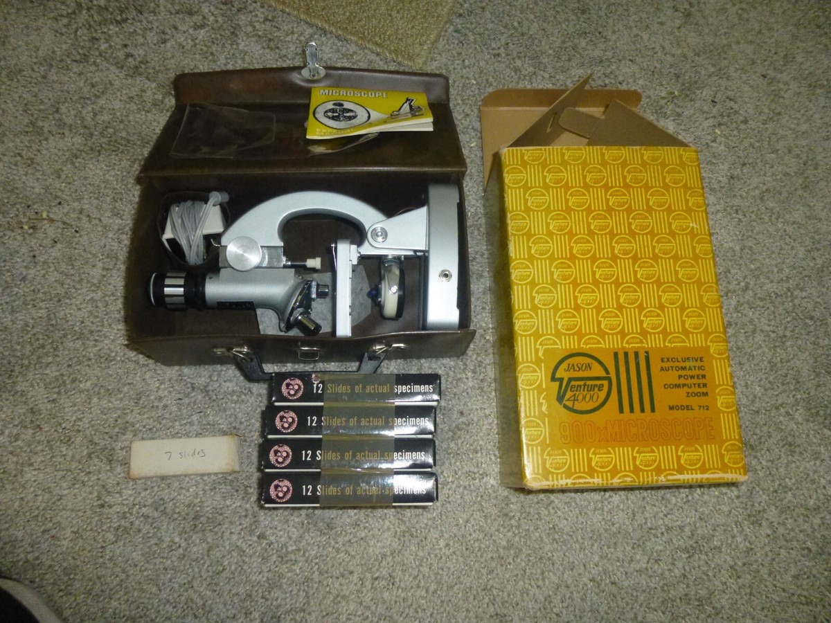 Vintage Jason Model 712 Deluxe 900x Zoom Microscope W Light