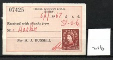GB - Fiscal - Ephemera (216) AJ Bussell, Derby. - with stamped receipt 