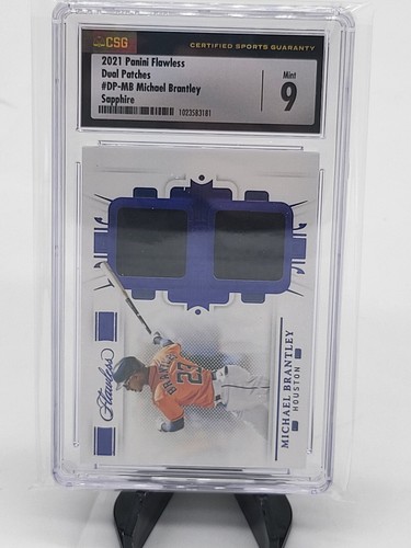 2021 Panini Flawless Dual Patches Michael Brantley 1/7 CSG Mint 9 - Picture 4 of 4