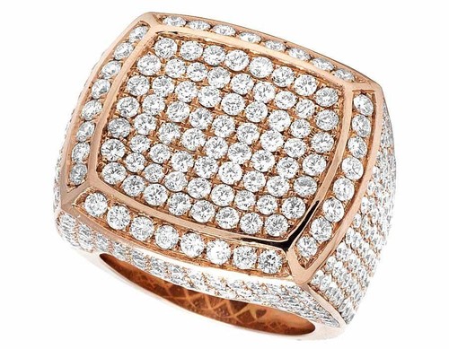 Mens 14 Rose Gold VS Diamond 3D Square Wedding Fashion Pinky Ring 25mm 8 2/3 Ct - Picture 3 of 5