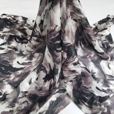 1 yard X 1.35 meter Black White Painting Silk Fabric Natural Silk Chiffon Gauze