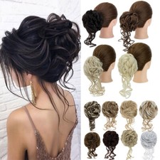 Extra Thick Clip in Messy Bun Hair Piece Extensions Hair Curly Claw Updo Wedding
