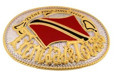 Trinidad and Tobago Flag Belt Buckle Trinidadians Tobagonians Men Gold Silver