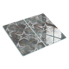 Tulup Glass Worktop Saver Splashback Chopping Board 2x30x52cm - Stone star