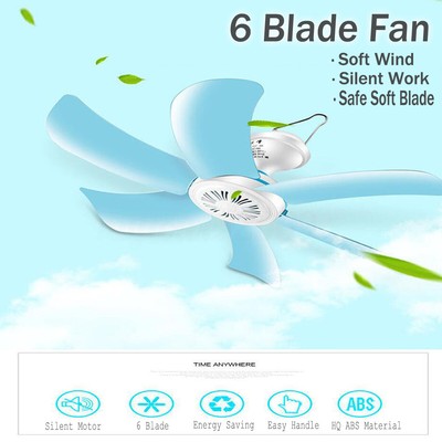 16 Portable 6 Blades Mini Ceiling Fan Low Noise Hanging Summer Cooler Gift Ebay