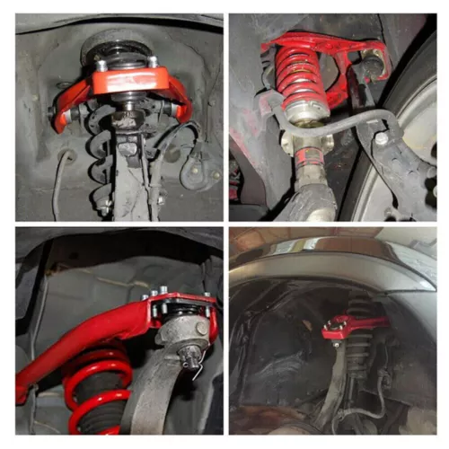 Front Upper Control Arms+Rear Camber Adjustable Kit For 96-00 Honda Civic EK Red - Picture 7 of 9