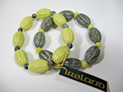 2 irish connemara shamrock marble bracelet beaded w/ spacers nwt