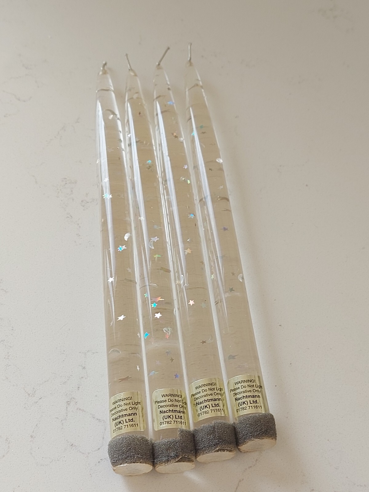 Set Of 4 Nachtmann Lucite Candles Moon Stars Mid Century Vintage