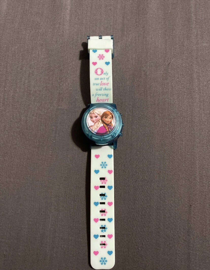 Kids Disney Frozen Watch lights up Anna and Elsa Blue with Hearts