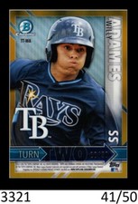 1-2016 BOWMAN CHROME TURN TWO GOLD WILLY ADAMES & GARRETT WHITLEY RAYS 41/50