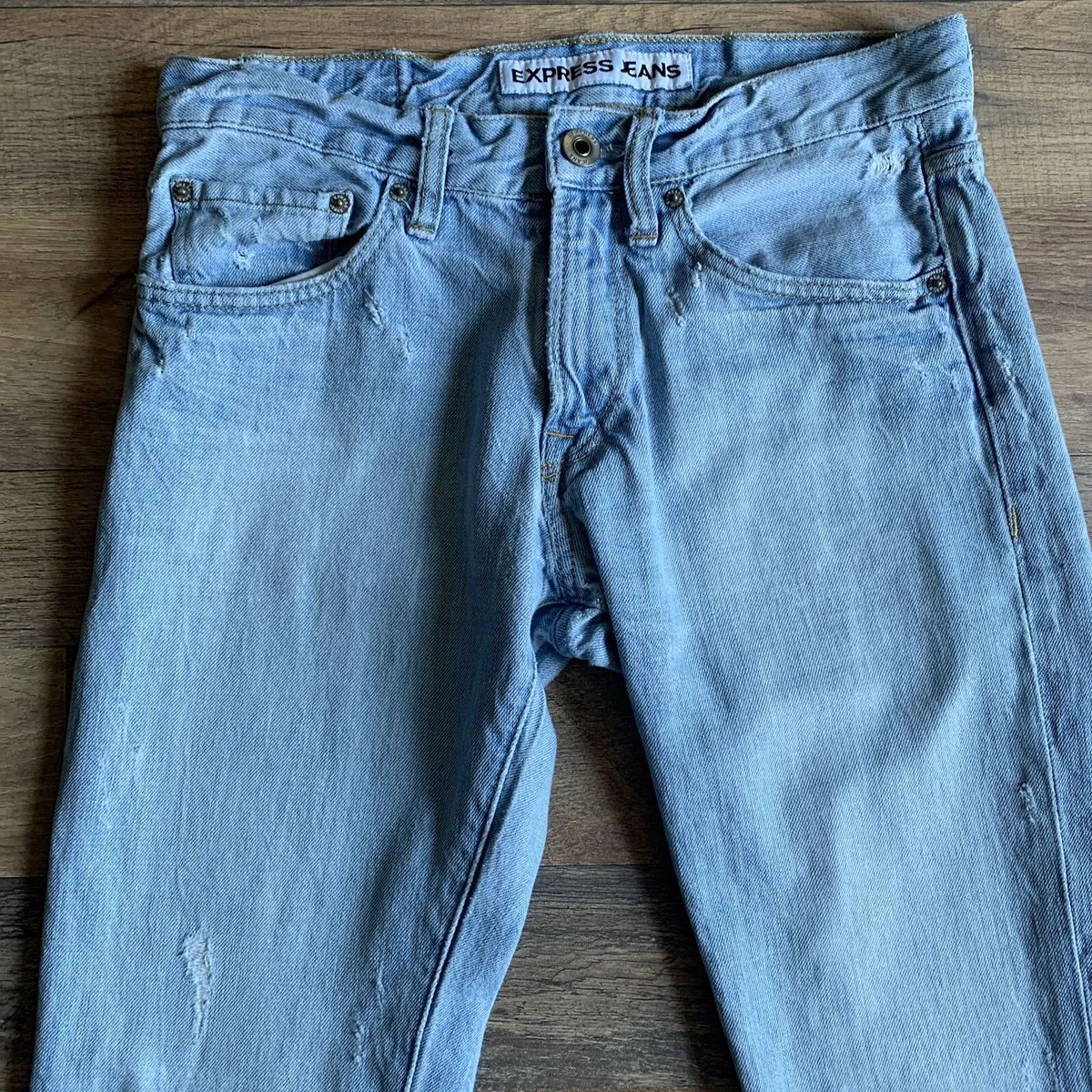 Express Mens Jeans 28X30 Blue Rocco Slim Fit Straight Leg Light