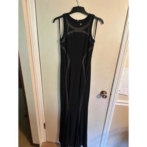 Cache Gown Evening Dress Sleeveless Formal Maxi Black Gold Accents Size 2 - Picture 12 of 13