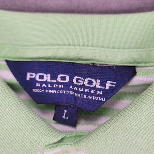 Polo Golf Ralph Lauren Striped Pima Cotton Skull Bulls Bay Logo Polo Shirt L - Picture 3 of 11