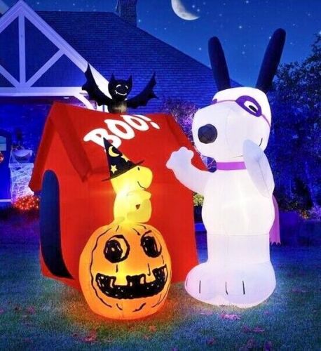 Peanuts Snoopy & Woodstock Halloween Inflatable 8-1/2 ft. Spooky Scene New 2021 - Afbeelding 1 van 2