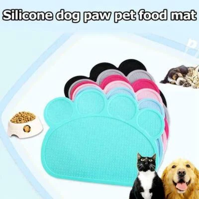 Silicone Paw Pet Dog Puppy Cat Feeding Mat Pad Cute PVC Bed Dish Bowl Food Feed