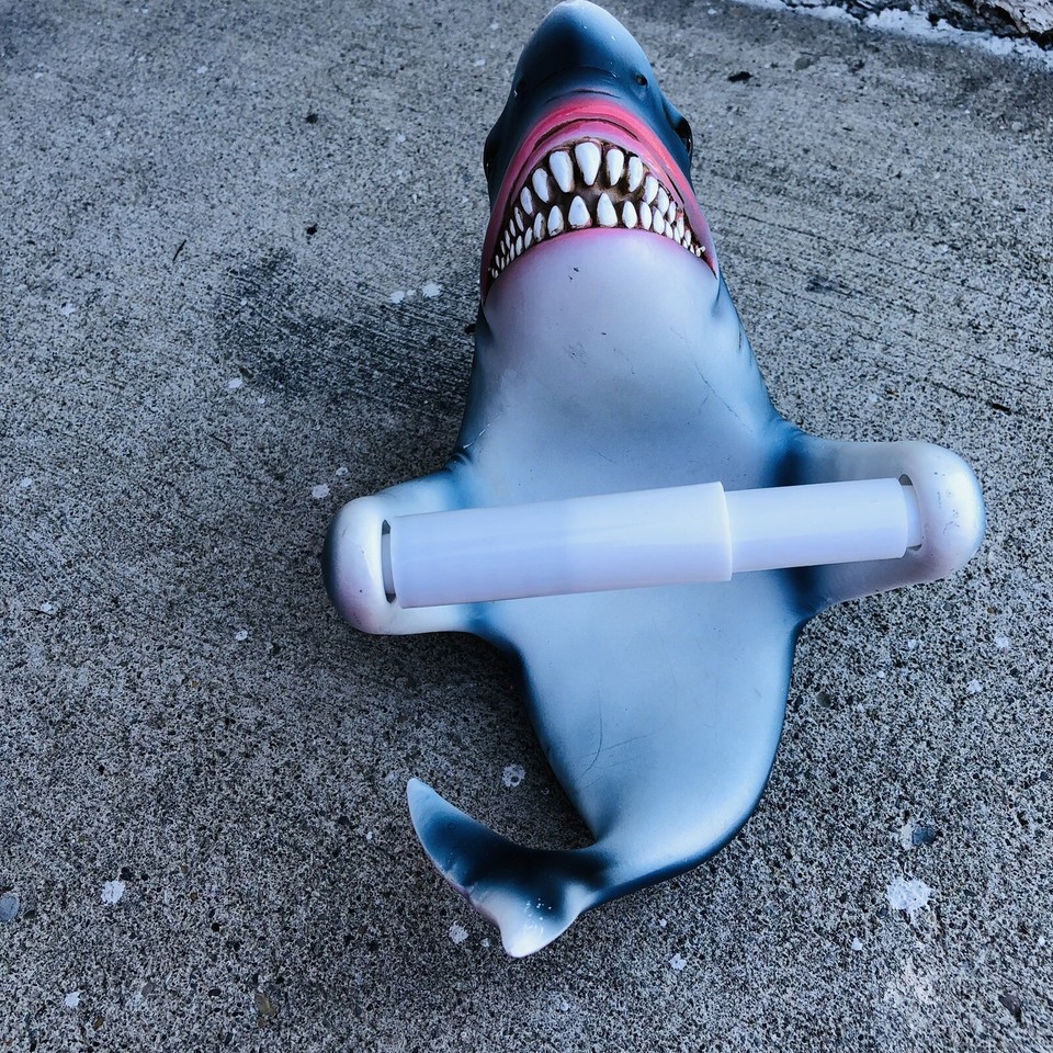 Shark Toilet Roll Paper Holder Wall Mounted Bathroom Decor Beach eBay