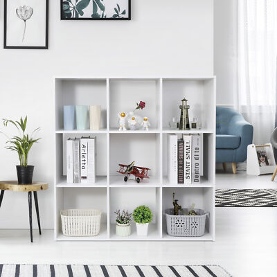 9-Cube Closet Organizer Storage Shelves Save Space Bookcase Wood White Indoor