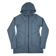 Athleta Womens Full Zip Stretch Hooded Jacket Medium Stretchy Rishi Hoodie Blue