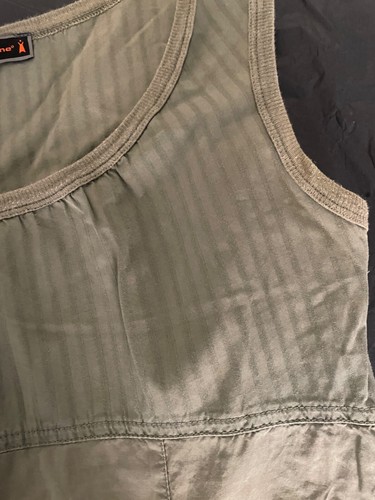 Vintage 90's Y2K Cop copine green khaki maxi dress mermaid pockets sleeveless - Picture 4 of 21