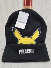 POKEMON Pikachu Black Yellow Knit One Size Beanie Hat