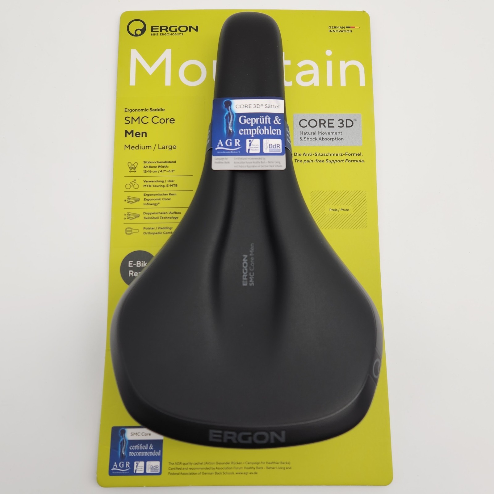 Ergon SMC Core Men's Medium/Large Black/Gray Bicycle Saddle 