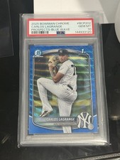Carlos Lagrange 2025 Bowman Chrome #BCP-202 Blue Wave 1st RC /150 PSA 10