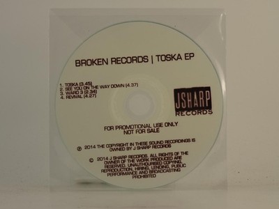 BROKEN RECORDS TOSKA (H1) 4 Track Promo CD Single including Plastic Sleeve JSHAR