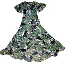 Maxi Wrap Dress Tropical Palm Print Size Smal...