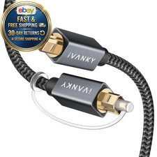 Optical Audio Cable 10ft, Toslink Fiber Optic S/PDIF 10 ft, Grey