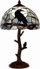 Bieye L10956 Raven Sitting on Bare Tree Branch in Full Moon Night Tiffany Style 