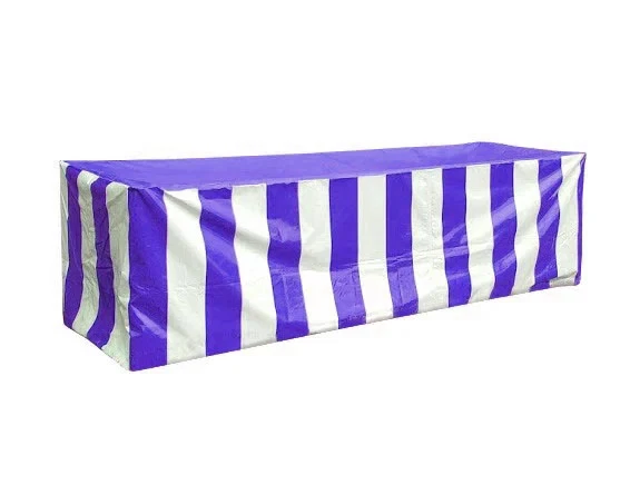 Fitted Vinyl Tablecloth 72x30 Blue White Rectangular Banquet Display Table Cover - Image 3 of 3