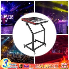 9U Rack Mount Mixer Case Stand Studio Equipment Cart Stage Amp DJ Rolling Black
