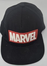 Marvel Logo Snapback Black Cap Hat Under Flat Brim Superheroes Bioworld Legit