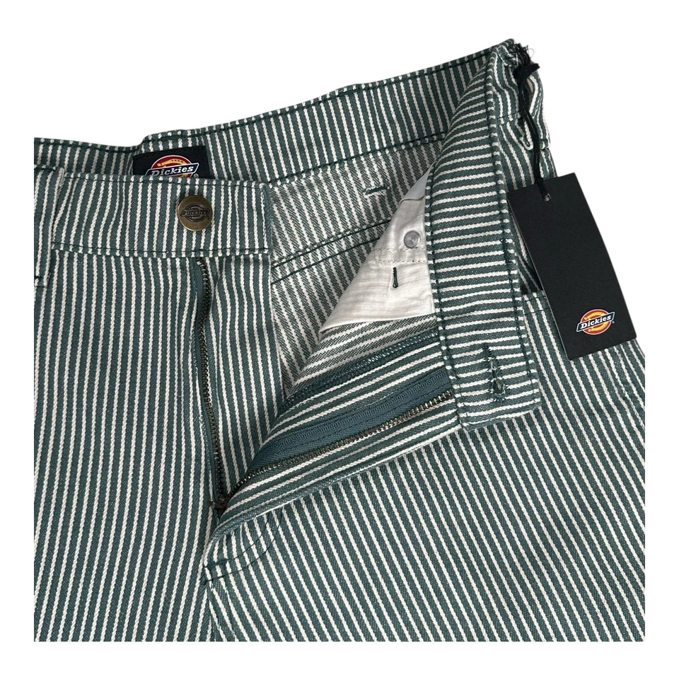 Dickies Jeans Mens Green Striped Fashion Designer Pants Waist W28 L32 - Image 3 of 4
