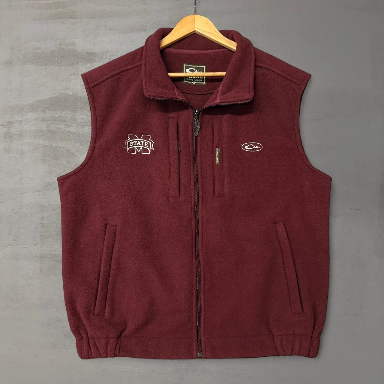 Drake Waterfowl Vest Maroon Mississippi State Bulldogs Fleece XL