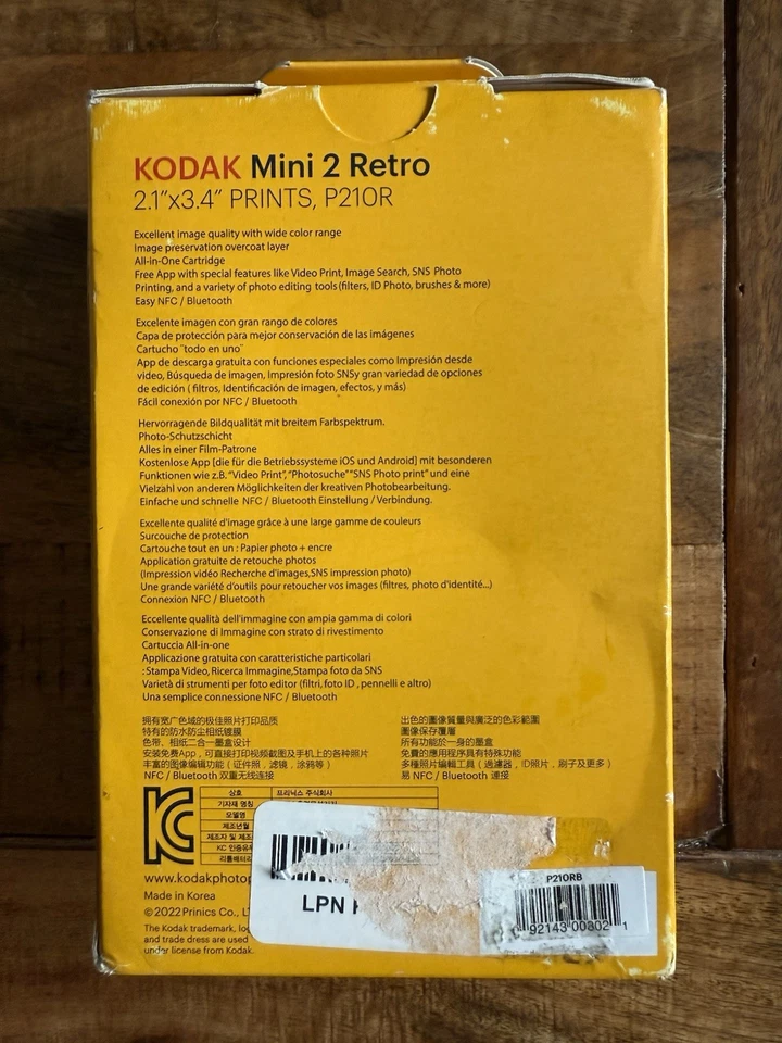 Kodak Mini 2 Retro P210R White Wireless Portable Photo Printer 2.1x3.4 Inch New - Image 2 of 4