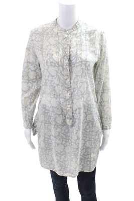 Roberta Roller Rabbit Womens Cotton Long Sleeve Floral Top Blue Size S