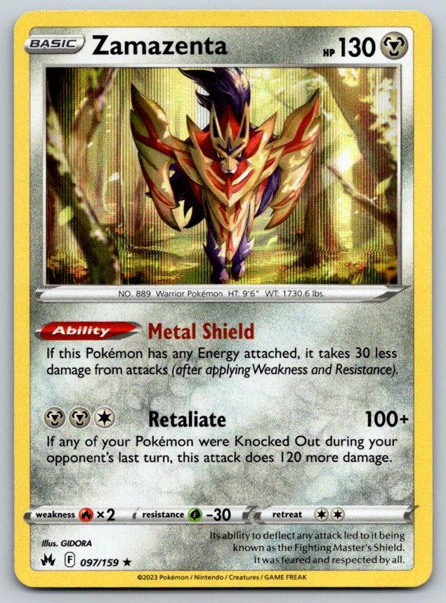 Zamazenta Holo Crown Zenith 097/159 Pokemon Card NM