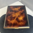 Vintage Colibri Cigarette Case Faux Tortoiseshell & Gold Tone Trim Mid Century