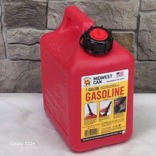 Midwest 1 Gallon 4 Ounce Gas Can 1210 Auto Shut Off Red Plastic NEW Quick Flow