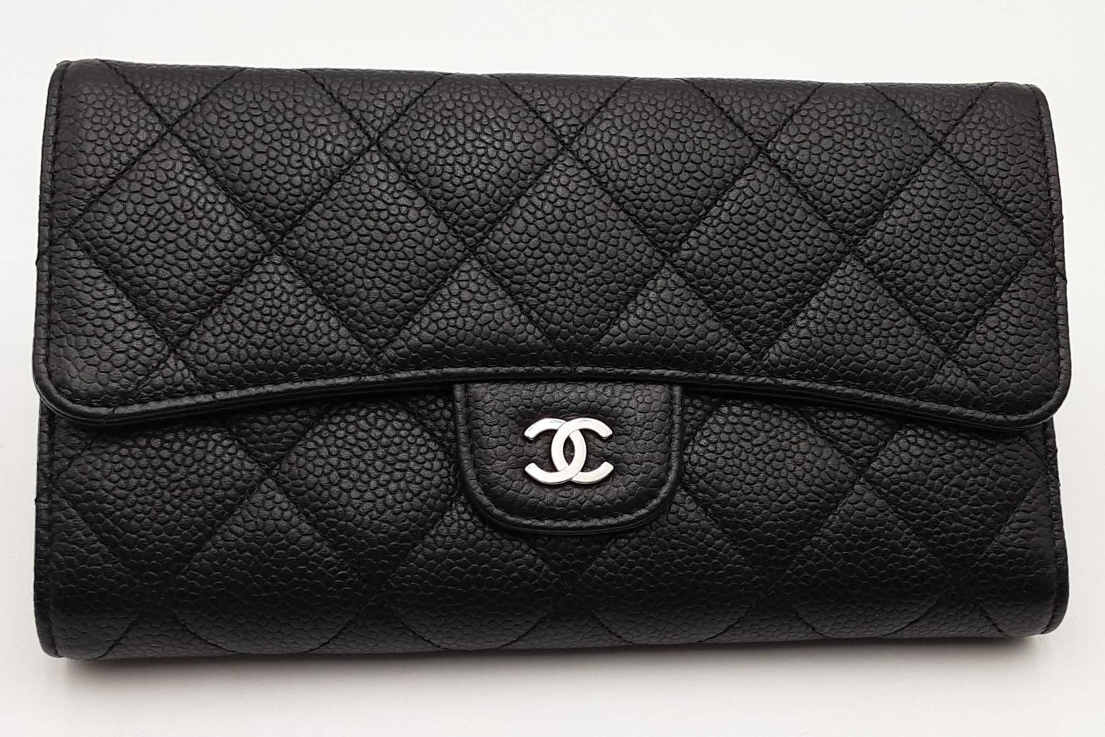 Chanel Quilted Black Caviar Leather Flap Wallet Eb0426wxzsa