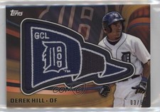 2015 Topps Pro Debut Pennant Manufactured Gold 3/50 Derek Hill #PP-DH Patch p8v