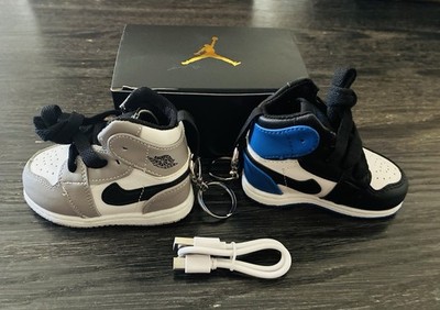 2pc Deal Mini Jordan Charger Shoe Rare Collection Portable Charger + Keychain