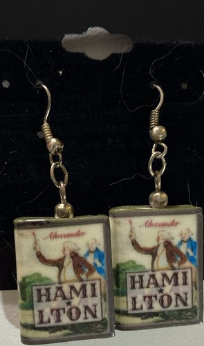 Alexander HAMILTON Clay Mini Book Earrings Broadway Musical UNIQUE! Cute!