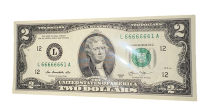 #ad Fancy Serial Number $2 Bill Near Solid 6s 2013 Uncirculated Free Shipping $169.99