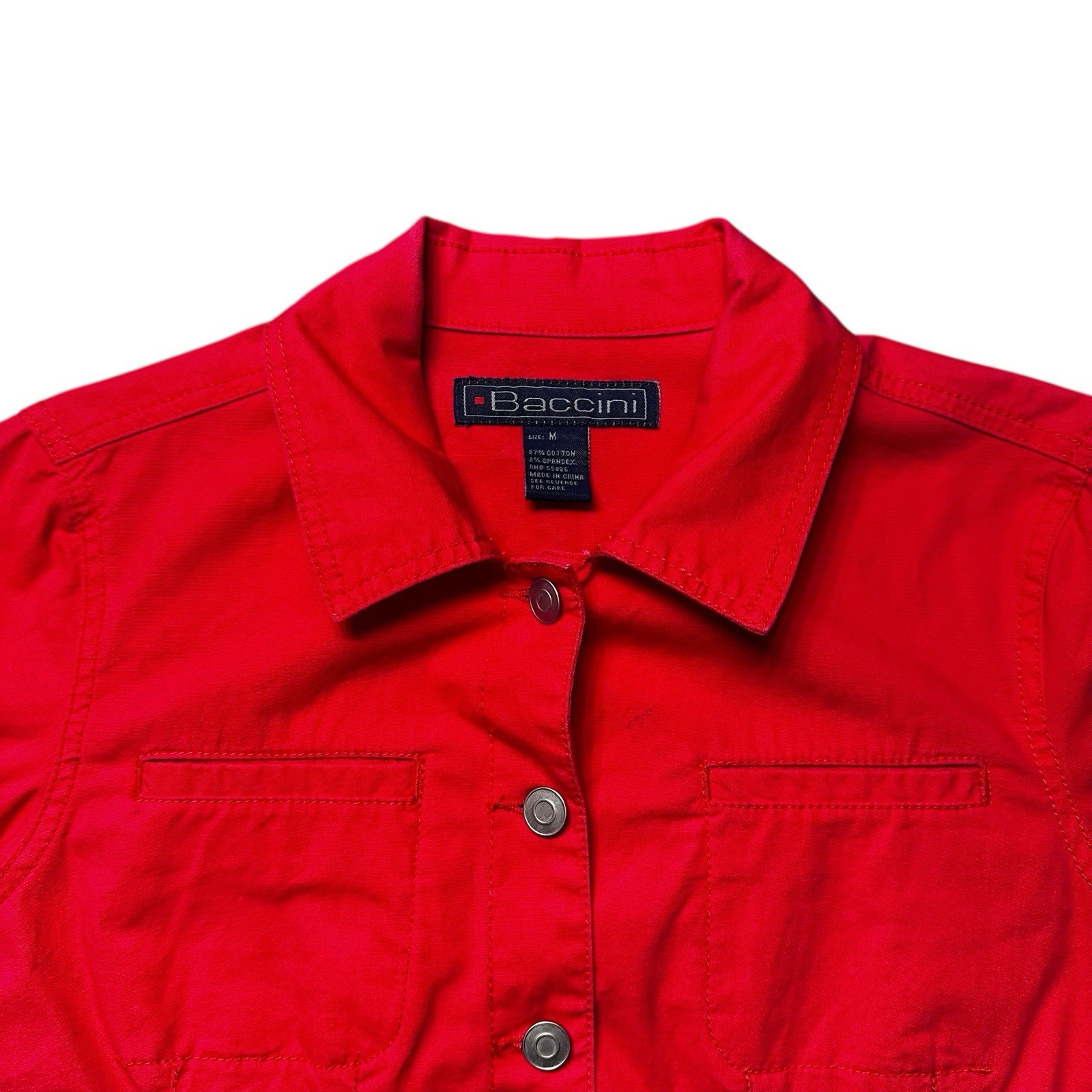 Baccini Red Button Front Twill Jacket Women’s M S… - image 3